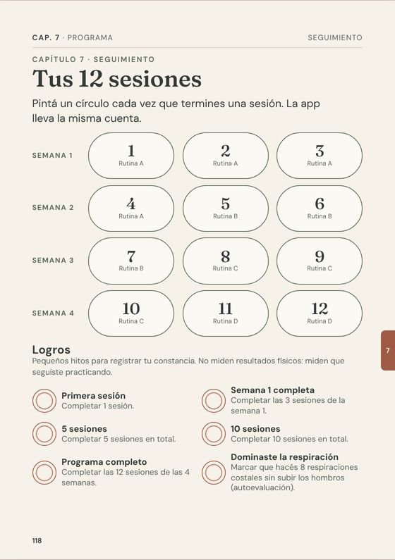 Página 118: tus 12 sesiones y logros